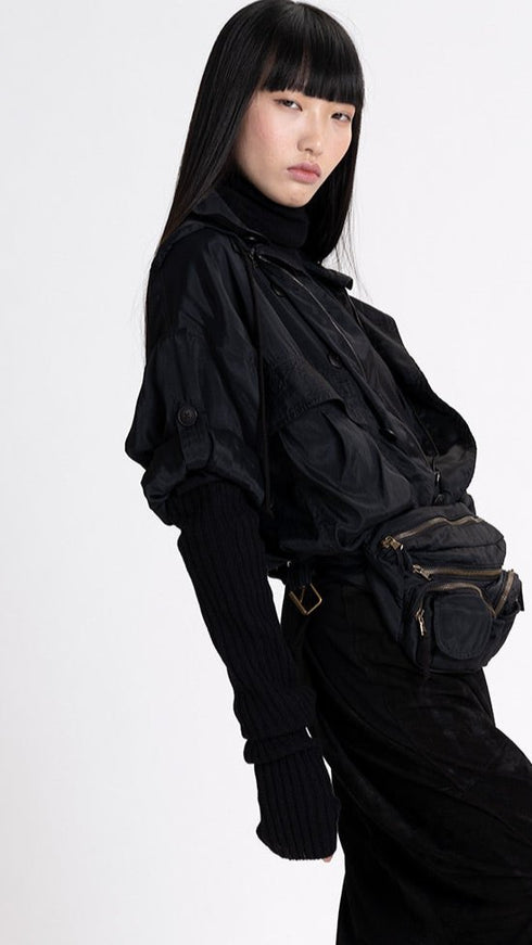 Silk Hooded Bodysuit black